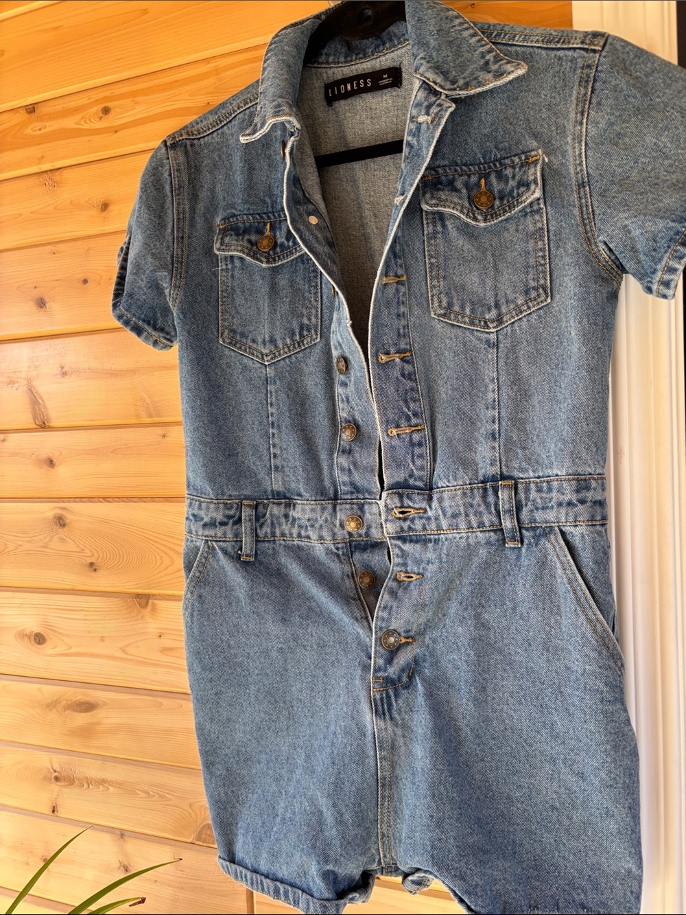 Lioness Blue Denim Short-Sleeve Romper